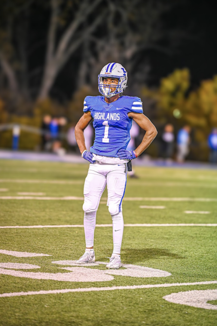 Tyus McCarter (12) waits to get in position for his next play.